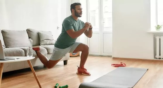 Woman exercising at home